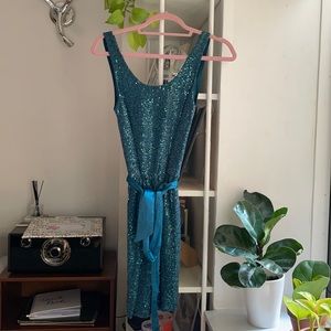 Express Belted Sequin Dress